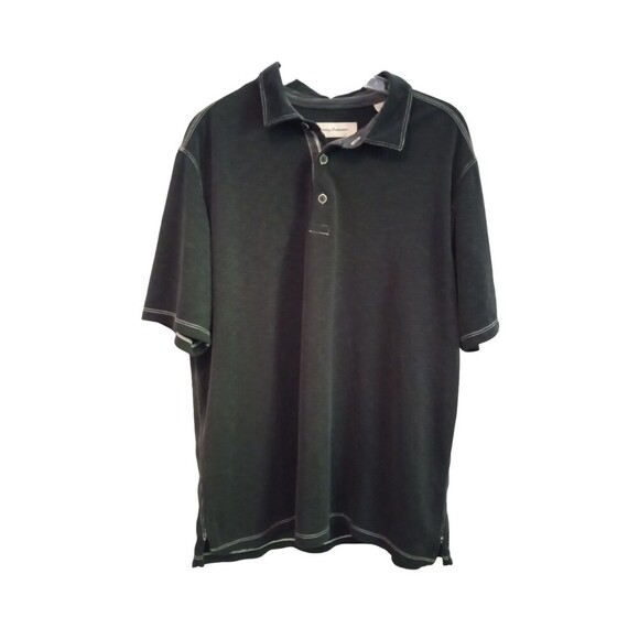 Tommy Bahama dark grey modal blend button collar neck tee - Picture 1 of 6